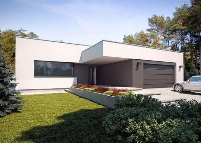Casa moderna de techo plano con garaje